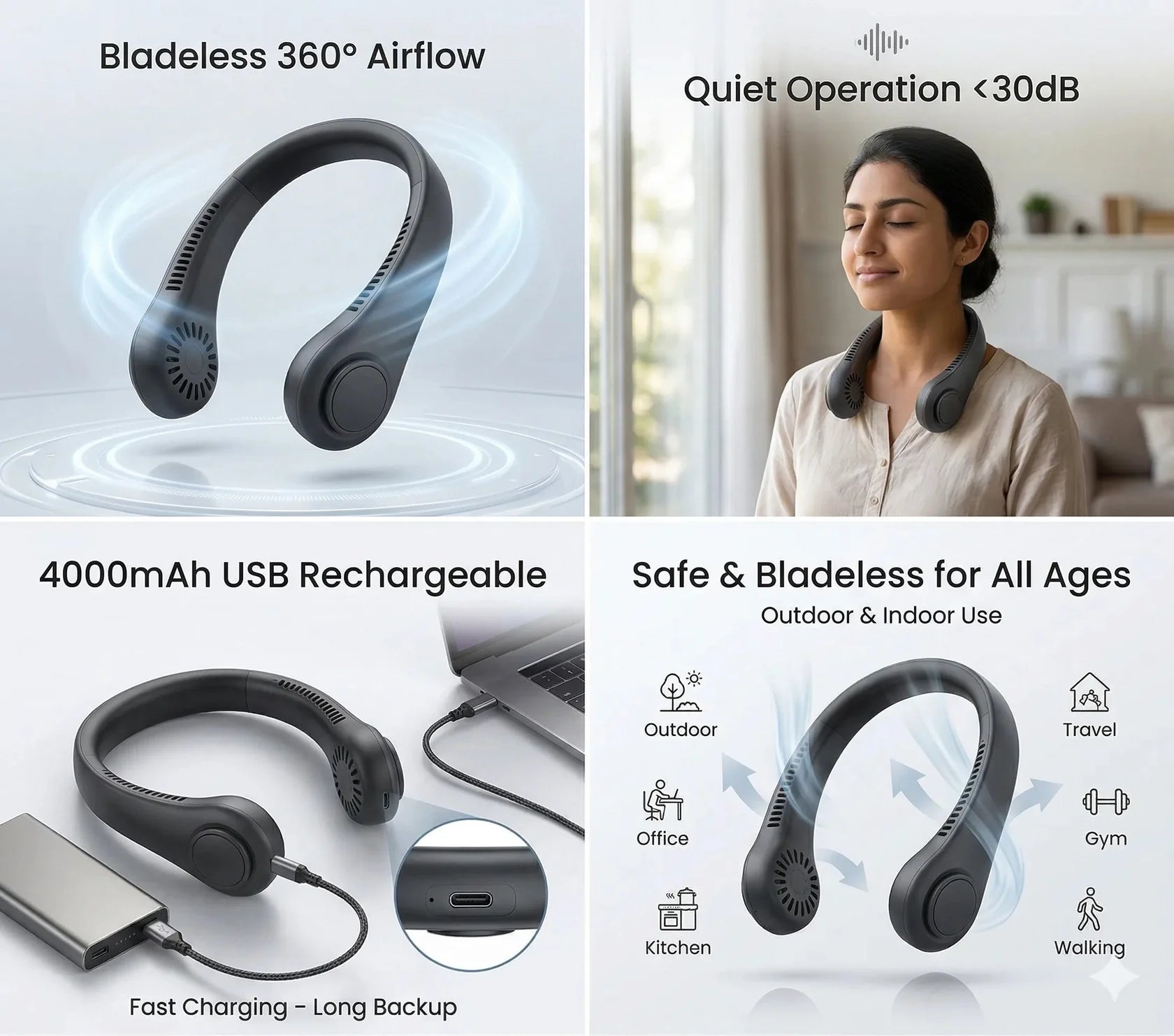 CoolBreeze™ Portable Neck Fan – Hands Free Summer Cooling